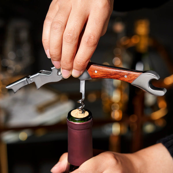 Rosewood Handled Corkscrew + Bottle Opener - Stone Hollow Farmstead